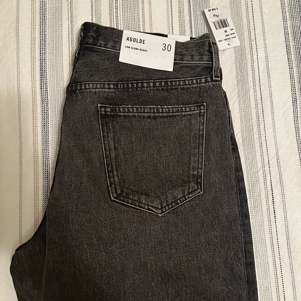 New Agolde Charcoal low Slug Baggy-New With Tags - Picture 2 of 3